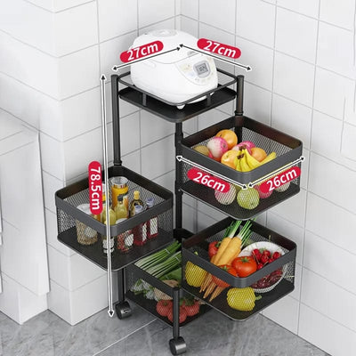 Rotating Kitchen Storage Trolley - Square
