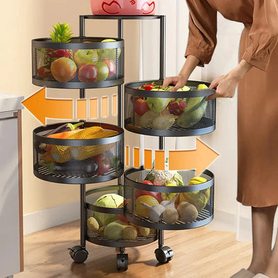 Rotating Kitchen Storage Trolley - Round
