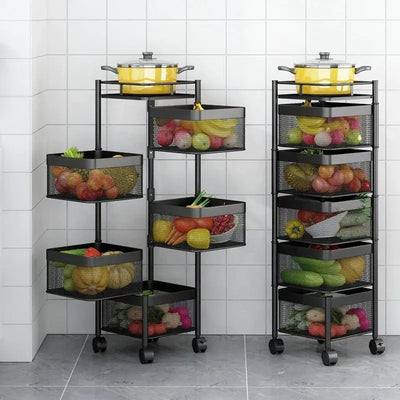 Rotating Kitchen Storage Trolley - Square