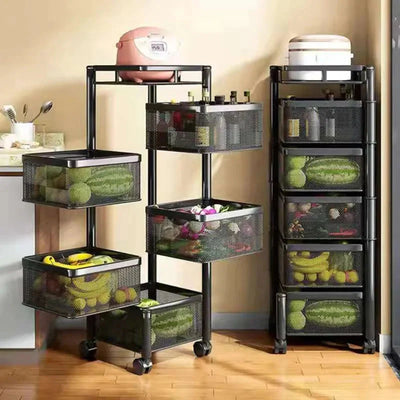 Rotating Kitchen Storage Trolley - Square