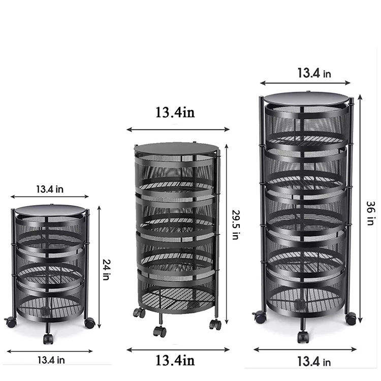 Rotating Kitchen Storage Trolley - Round