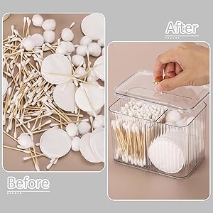 Acrylic Cotton Pad & Bud Organizer Box with Lid