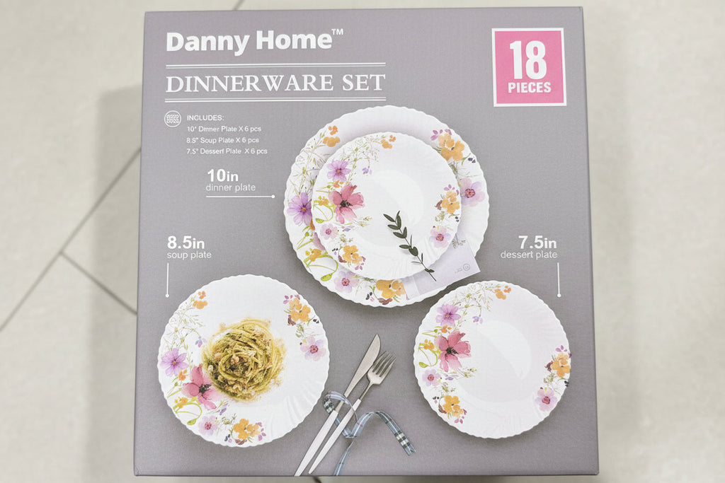 Danny Home™ 18-Piece Dinnerware Set (Spring Floral Design)