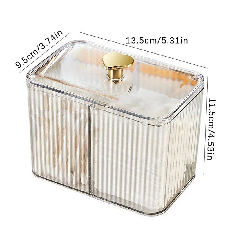 Acrylic Cotton Pad & Bud Organizer Box with Lid