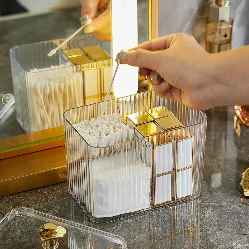 Acrylic Cotton Pad & Bud Organizer Box with Lid