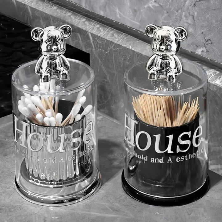 2 Pcs Bear Topped Transparent Organizer