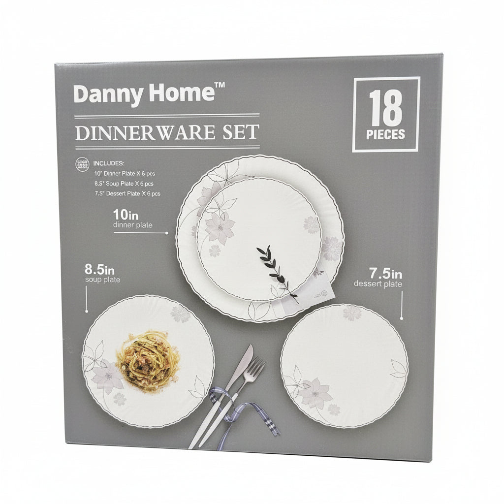 Danny Home 18 Pieces Dinnerware Set – Floral Design