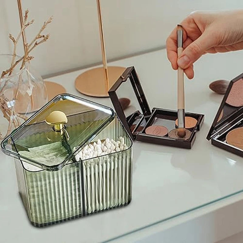 Acrylic Cotton Pad & Bud Organizer Box with Lid